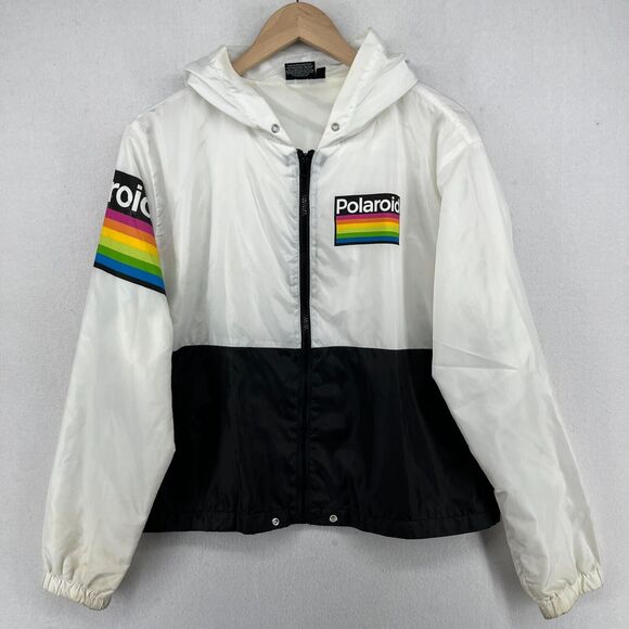 Polaroid Black and White Hooded Windbreaker - Picture 1 of 16